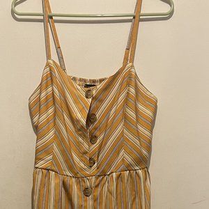 Style House Dress Women's XL Yellow/White Striped Midi Sleeveless Pockets (113)